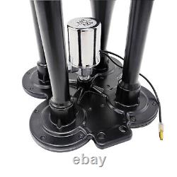 0.8 Gal 4 Trumpet Air Horn Kit 150DB 12V 150psi Air Compressor Tank Black