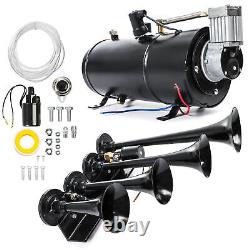 150PSI 4 Trumpets Train Horn Kit For Truck Car Pickup Loud System With 1G Air Tank