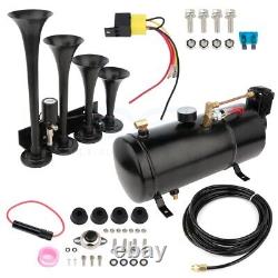 150psi 4 Trumpet Air Horn 0.8GAL Tank & Compressor Full System Kit For Car Truck