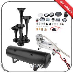 200psi 3 GAL 4 Trumpets Air Tank Train Horn Loud Kit for Truck Car Semi System