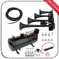 4 Trumpet 150PSI 1G Air Tank Air Horn Kit Full Systems For Train Truck Pickup