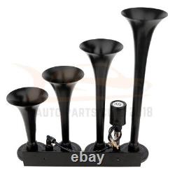 4 Trumpet Train Sound Air Horn Full System Kit Include Air Tank Compressor