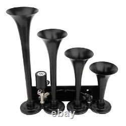 4 Trumpets 1G Air Tank 135dB 150psi Black Steel Train Horn Kit For Truck Car