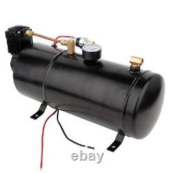 4 Trumpets 1G Air Tank 135dB 150psi Black Steel Train Horn Kit For Truck Car