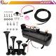 4 Trumpets 1g Air Tank 135db Black Steel Train Horn Kit For Truck Car 150psi