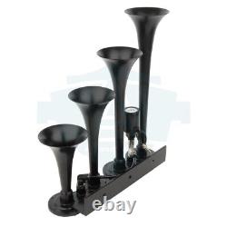 4 Trumpets 1G Air Tank 135dB Black Steel Train Horn Kit For Truck Car 150psi