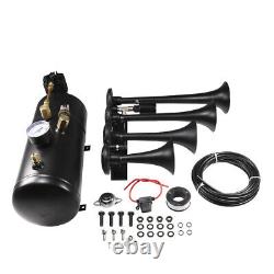 4 Trumpets Train Horn Kit For Car Truck Pickup Loud System 1G Air Tank 150psi