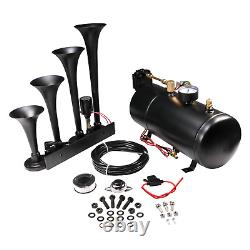 4 Trumpets Train Horn with 1G Air Tank Kit 150psi For Pickup Truck Car Loud System