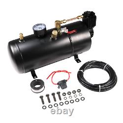 4 Trumpets Train Horn with 1G Air Tank Kit 150psi For Pickup Truck Car Loud System