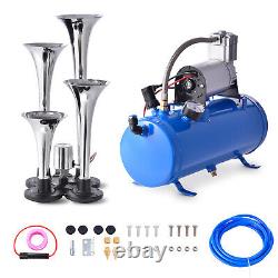 Blue 120psi Air Compressor Air Horn Compressor Tank Kit for Any 12V Vehicle