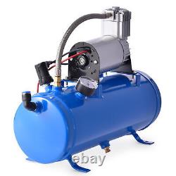 Blue 120psi Air Compressor Air Horn Compressor Tank Kit for Any 12V Vehicle