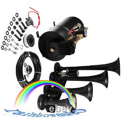 For 1G Air Tank 150psi Truck/Car/Pickup Loud System 4 Trumpets Train Horn Kit