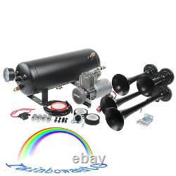 For Loud System Truck Car Semi 1.5G Air Tank Train Horn Kit 150psi 4 Trumpets