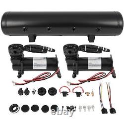 For Train Horn 5 Gal Air Tank 200 Psi Onboard System Kit 12V Air Compressor Horn