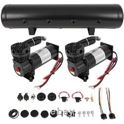 For Train Horn 5 Gal Air Tank 200 Psi Onboard System Kit 12V Air Compressor Horn