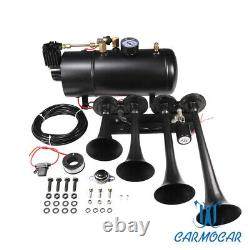 For Truck Car Pickup Loud System 1G Air Tank 150psi 4 Trumpets Train Horn Kit