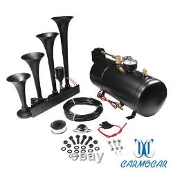 For Truck Car Pickup Loud System 1G Air Tank 150psi 4 Trumpets Train Horn Kit