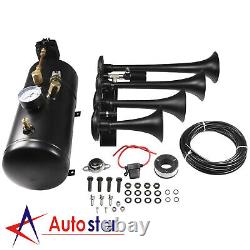 Loud System 1G Air Compressor Tank 150psi 4 Trumpets Train Horn Kit Truck Car