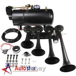 Loud System 1G Air Compressor Tank 150psi 4 Trumpets Train Horn Kit Truck Car