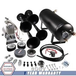 Loud System Train Horn 1.5G Air Tank 150psi 4 Trumpets Kit NEW For Truck Car Wit