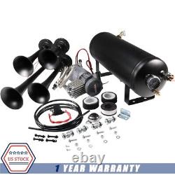 Loud System Train Horn 1.5G Air Tank 150psi 4 Trumpets Kit NEW For Truck Car Wit