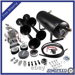 Loud System Train Horn Kit for Car Truck With 1.5G Air Tank 150psi 4 Trumpets