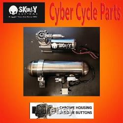 Skully Customs 5 Air Ride Fast Up Air Tank Kit Chrome Switch 97-08 Road King