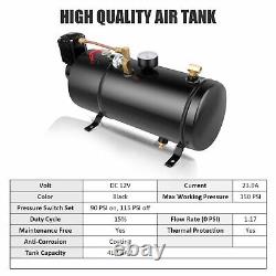 Train Air Horn Kit Full Systems 4 Trumpet 1G Air Tank 150PSI For Truck Pickup