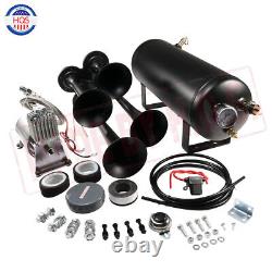 Train Horn Kit 1.5G Air Tank 150psi 4 Trumpets For Truck Car Pickup Loud System