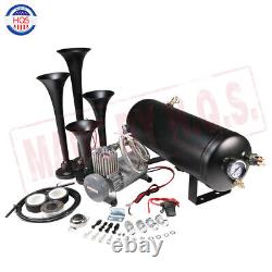 Train Horn Kit 1.5G Air Tank 150psi 4 Trumpets For Truck Car Pickup Loud System