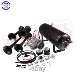 Train Horn Kit 1.5G Air Tank 150psi 4 Trumpets For Truck Car Pickup Loud System