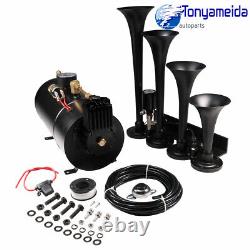 Train Horn Kit For Car/Truck/1G Air Tank /150psi /4 Trumpets/Pickup Loud System