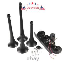 Train Horn Kit For Car Truck Pickup Loud System 1G Air Tank 150psi 4 Trumpets US