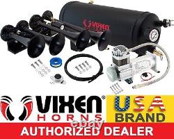 Train Horn Kit For Truck Loud System /1.5g Air Tank/150psi /4 Trumpets Fits Jeep