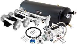 Train Horn Kit For Truck/car/pickup Loud System /3g Air Tank /200psi /4 Trumpets