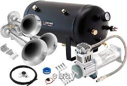 Train Horn Kit For Truck/car/pickup Loud System /5g Air Tank /200psi /3 Trumpets