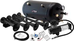 Train Horn Kit For Truck/car/pickup Loud System /5g Air Tank /200psi /4 Trumpets