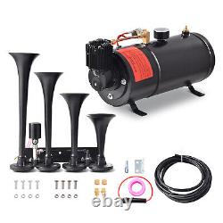 Train Horns Kit 4 Trumpet Air Horn Kit 150 psi Air Compressor 1 Gal/3.7 L Tank