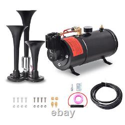 Train Horns Kit 4 Trumpet Air Horn Kit 150 psi Air Compressor 1 Gal/3.7 L Tank