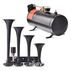 Train Horns Kit 4 Trumpet Air Horn Kit 150 psi Air Compressor 1 Gal/3.7 L Tank