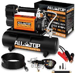 Compresseur d'air avec réservoir de 6L, kit de gonfleur portable 12V et réservoir en acier sans huile