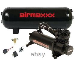 Compresseur d'air noir Airmaxxx 480 avec réservoir d'air de 3 gallons, purge du réservoir et interrupteur marche/arrêt 150/180.