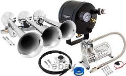 Kit de klaxon de train pour camion/voiture/semi-système bruyant / réservoir d'air de 0,5 g / 150 psi / 3 trompettes