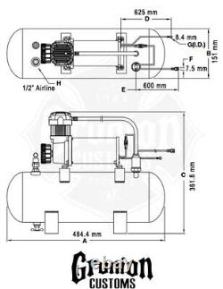 Kit de source d'air Viair 200 PSI Fast Fill avec compresseur 380C et réservoir de 2 gallons