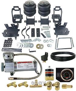 Kit de surcharge de ressort d'assistance d'air avec jauge noire et réservoir pour Ford F250 F350 de 1999 à 2004