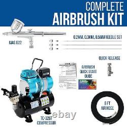 Maître de la gravité Compresseur d'aérographe avec réservoir Kit, 3 ensembles de pointes 0.2, 0.3, 0.5mm
