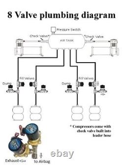 Suspension pneumatique à valve rapide 1/2 complet avec réservoir de 8 gallons pour Chevy G-Body 1982-88